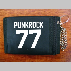 Punkrock 77 pevná textilná peňaženka s retiazkou a karabínkou, tlačené logo